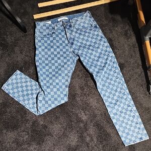 PacSun Blue Checkered Skinny Jeans